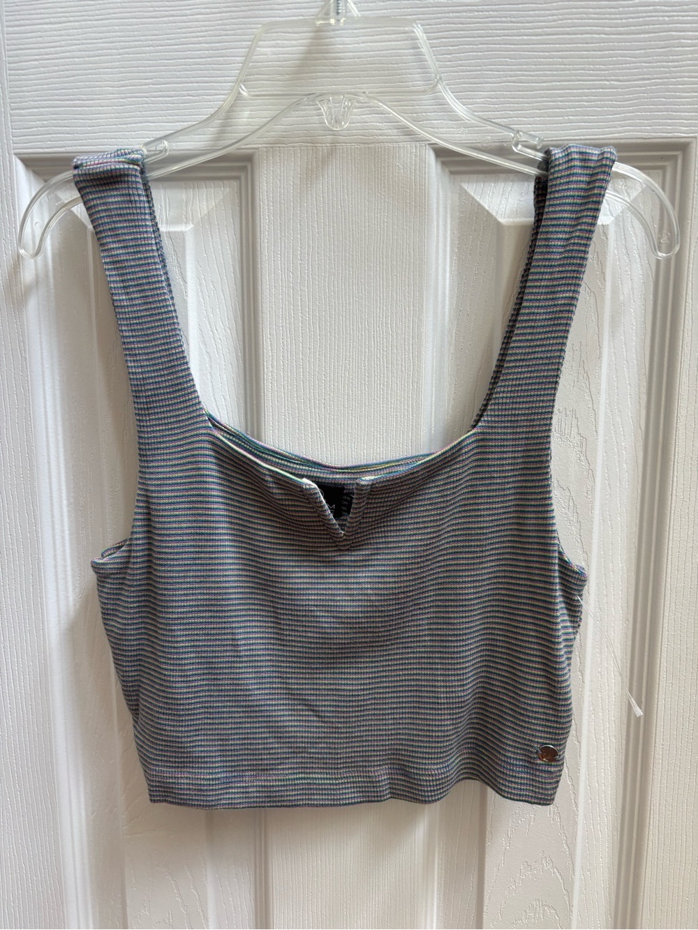 Volcom Striped Cropped Tank Top in Blue, Purple, and Yellow, Size XS (0-2) NWOT